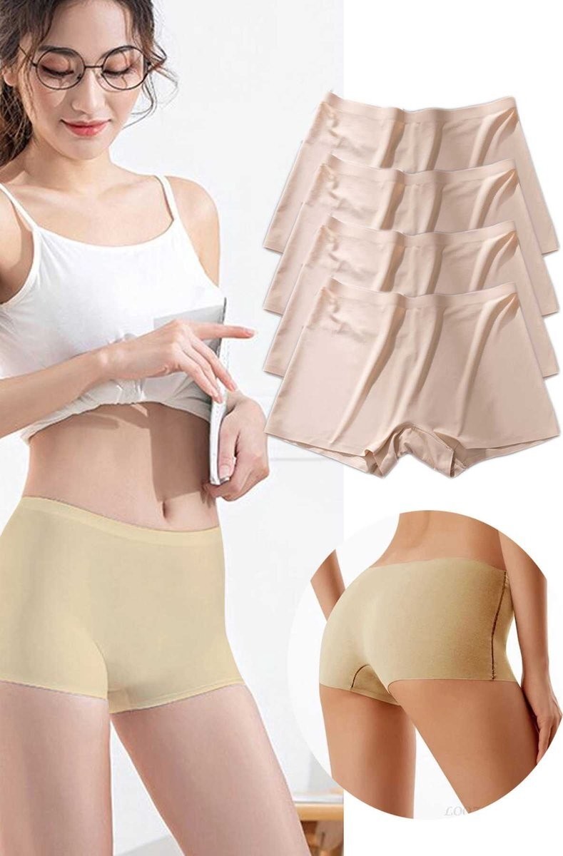 Adalı Store 4 Adet Kadın Dikişsiz Görünmez Iz Yapmaz Mini Şort Boxer Ten