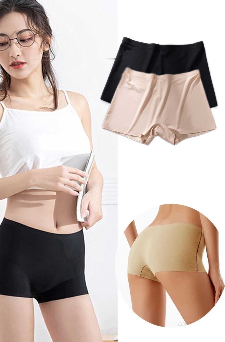 Sungur's Store 2 Adet Kadın Dikişsiz Görünmez Iz Yapmaz Mini Şort Boxer Siyah Ten Mudanis