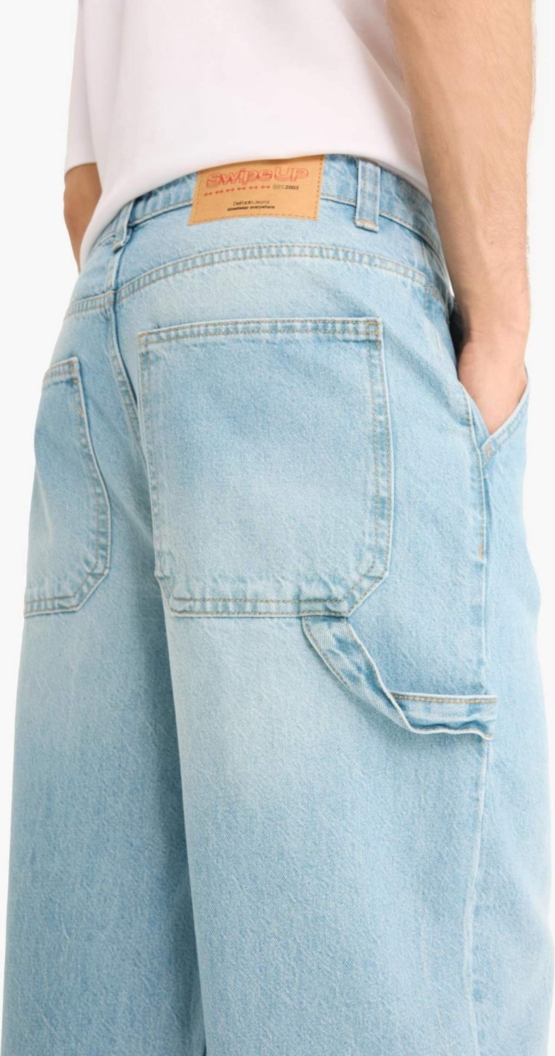 DeFacto %100 Pamuk Skater Fit Geniş Kalıp Yüksek Bel Geniş Paça Jean Pantolon F3925AX25SM görsel 6