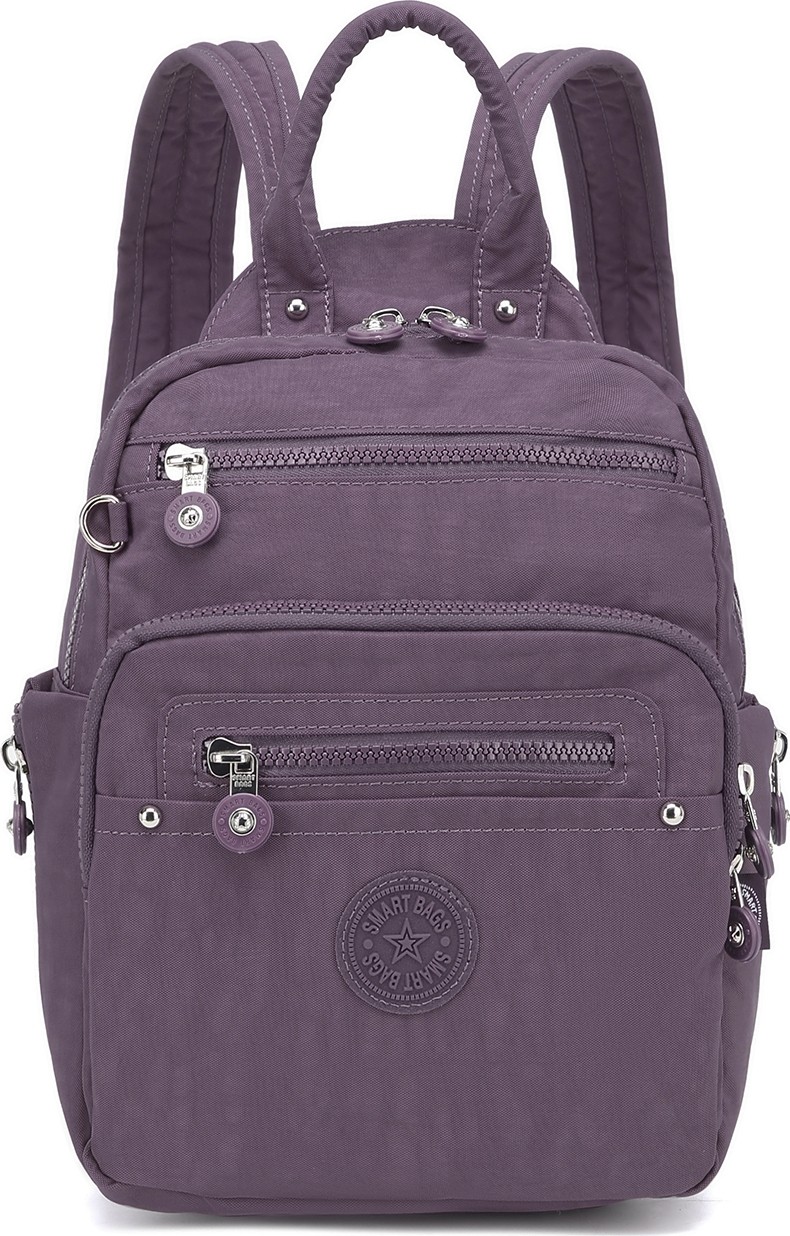 Smart Bags Günlük Küçük Boy Su Geçirmez Krınkıl Kumaş Kadın Sırt Çantası Mürdüm