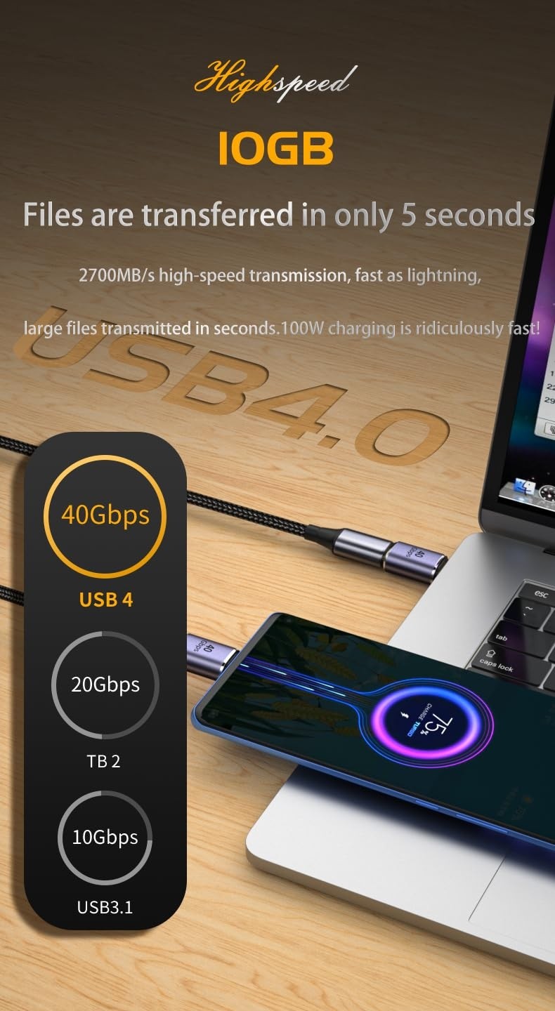 Aesco Livx Usb4 40GBPS L Tip Type-C Adaptör, 8k 60Hz 240W Pd, Erkek Dişi Usb-C Dirsek Dönüştürücü, Thunderbolt 4 Uyumlu Otgc görsel 5