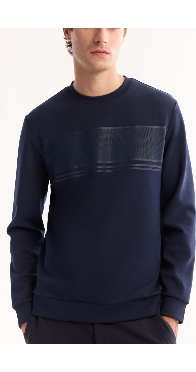 AVVA Erkek Siyah Bisiklet Yaka Pamuklu Bi-Stretch Baskılı Regular Fit Sweatshirt A52Y1215 görsel 2
