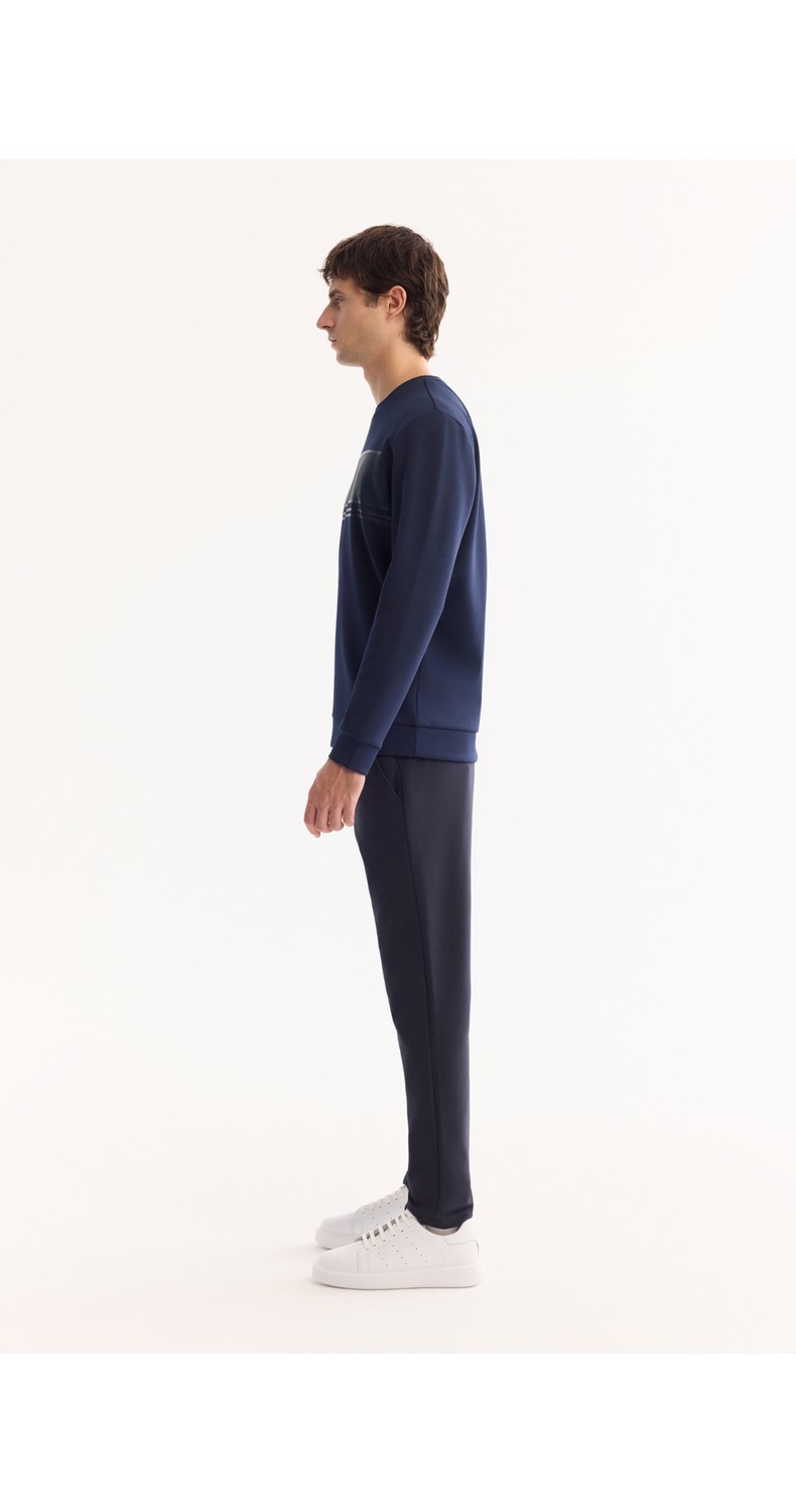 AVVA Erkek Siyah Bisiklet Yaka Pamuklu Bi-Stretch Baskılı Regular Fit Sweatshirt A52Y1215 görsel 3