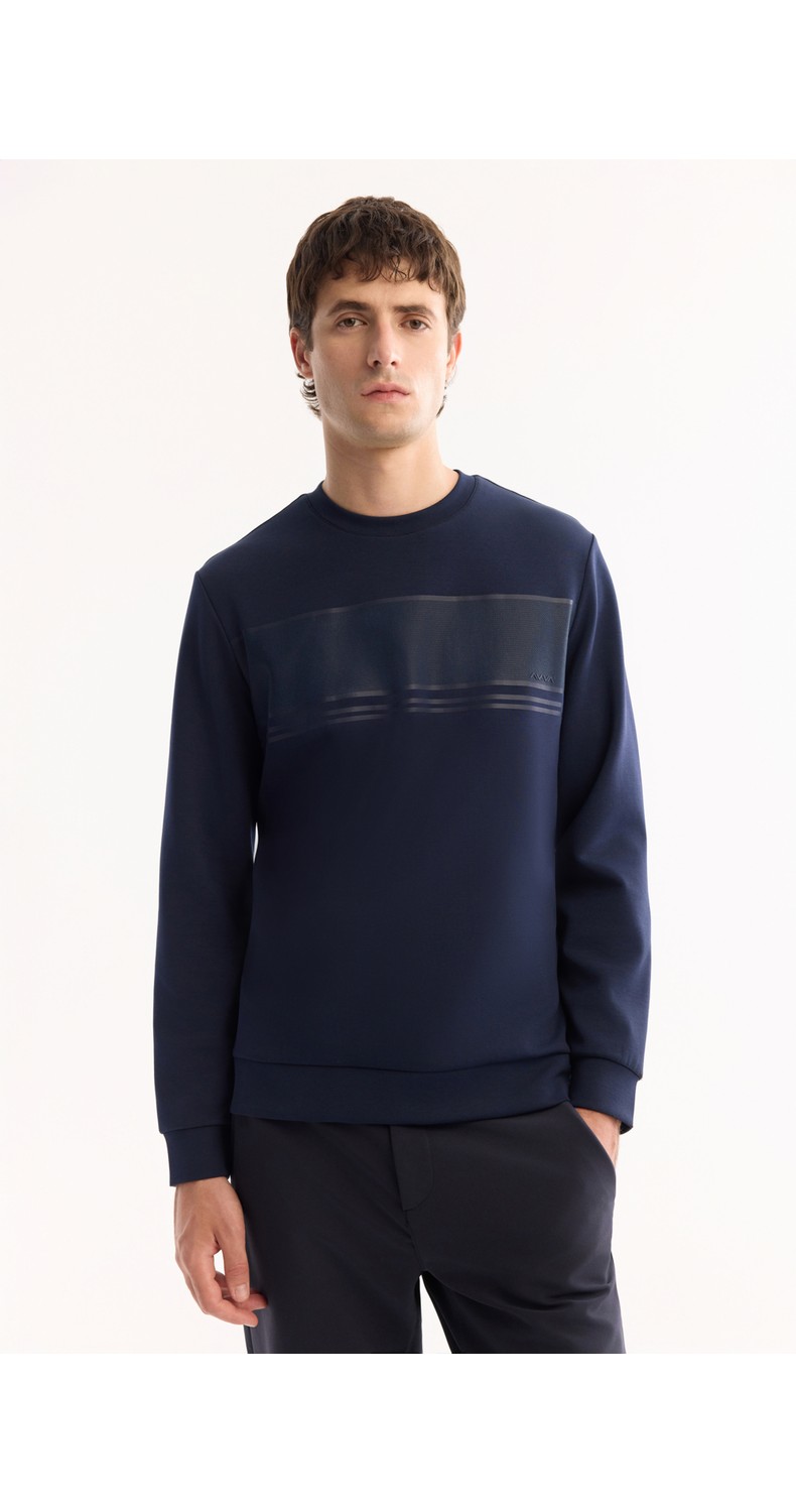 AVVA Erkek Siyah Bisiklet Yaka Pamuklu Bi-Stretch Baskılı Regular Fit Sweatshirt A52Y1215 görsel 5