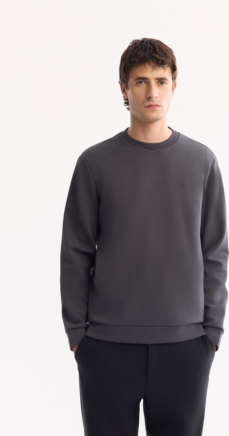 AVVA Erkek Ekru Bisiklet Yaka Pamuklu Bi-Stretch Regular Fit Sweatshirt A52Y1271 görsel 8