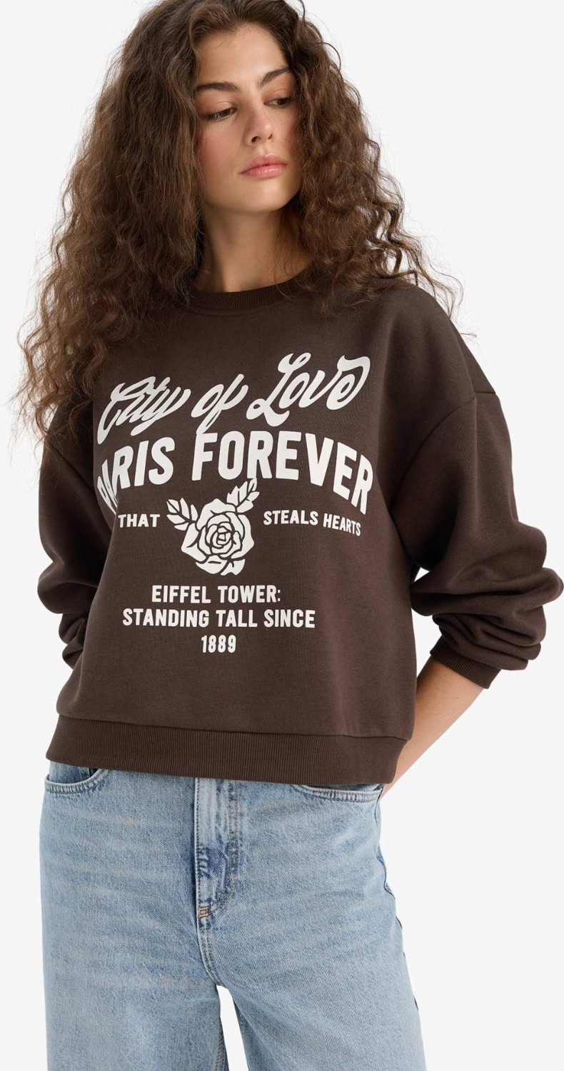 DeFacto Regular Fit Bisiklet Yaka Baskılı Sweatshirt E8602AX25WN görsel 3