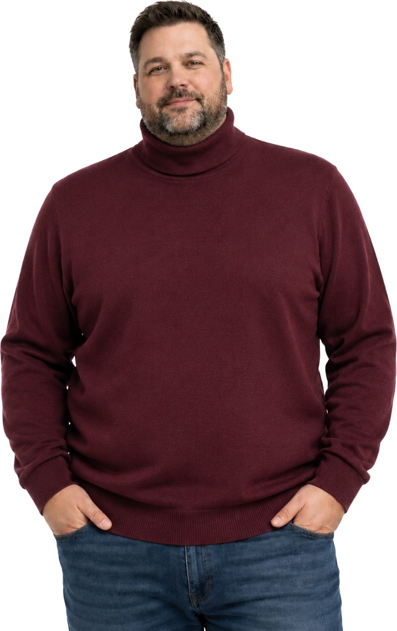 Battal Moda Erkek Büyük Beden Antrasit Tam Balıkçı Triko Kazak 3xl-4xl-5xl-6xl