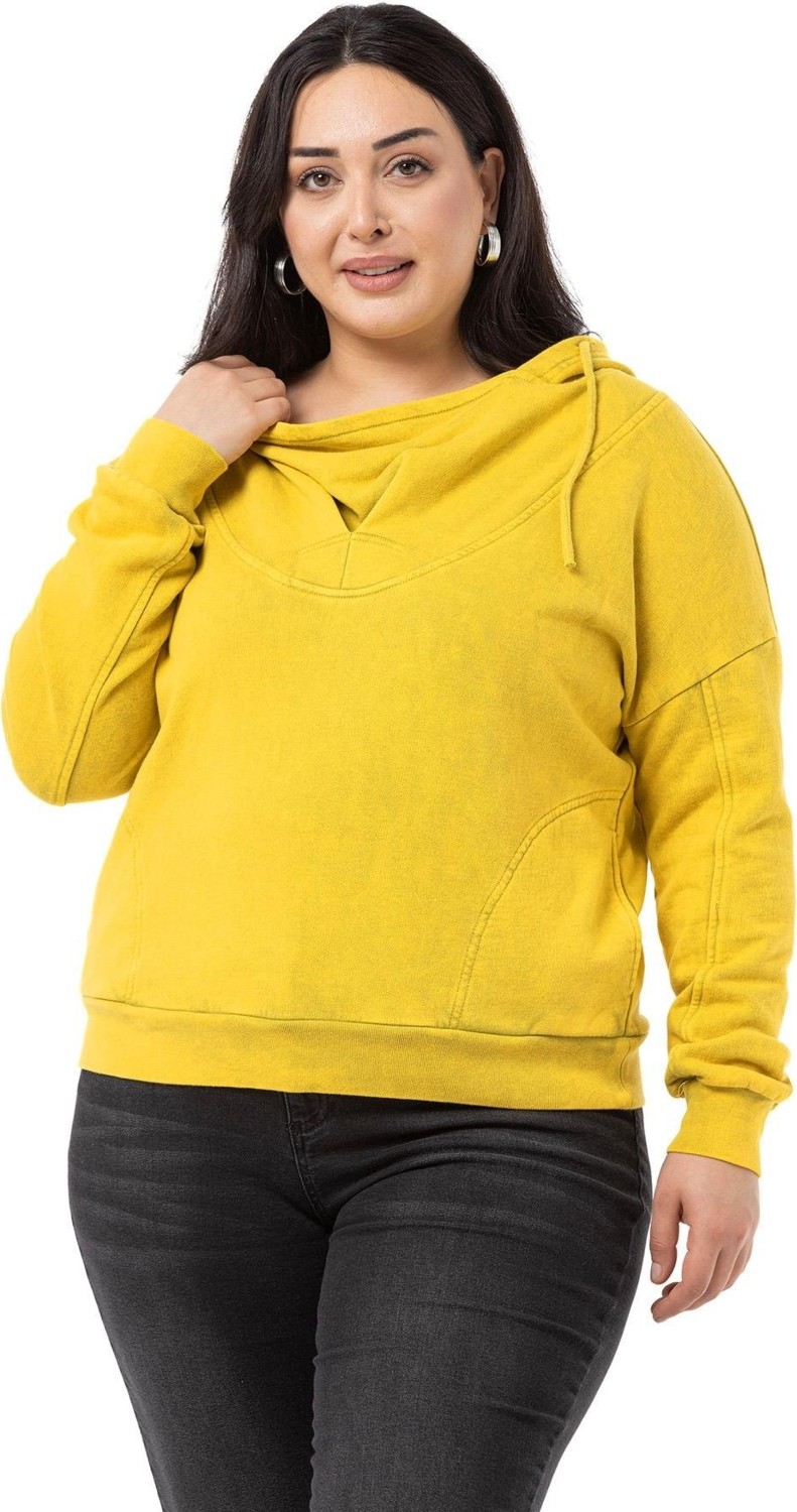 Disentis Modest Büyük Beden Degaje Kapüşonlu Yaka Cepli Parça Boyalı Üç Iplik Yeşil Sweatshirt görsel 6