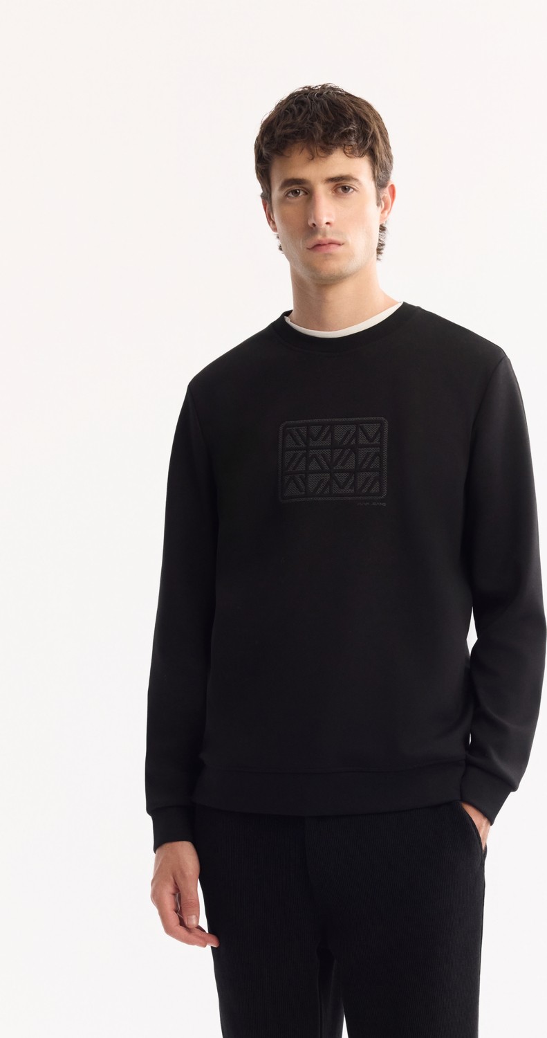 AVVA Erkek Vizon Bisiklet Yaka Pamuklu Bi-Stretch Baskılı Regular Fit Sweatshirt A52Y1289