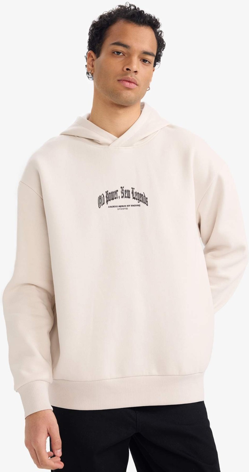 DeFacto Pamuklu Boxy Fit Kapüşonlu Baskılı Sweatshirt F8189AX26SP görsel 3