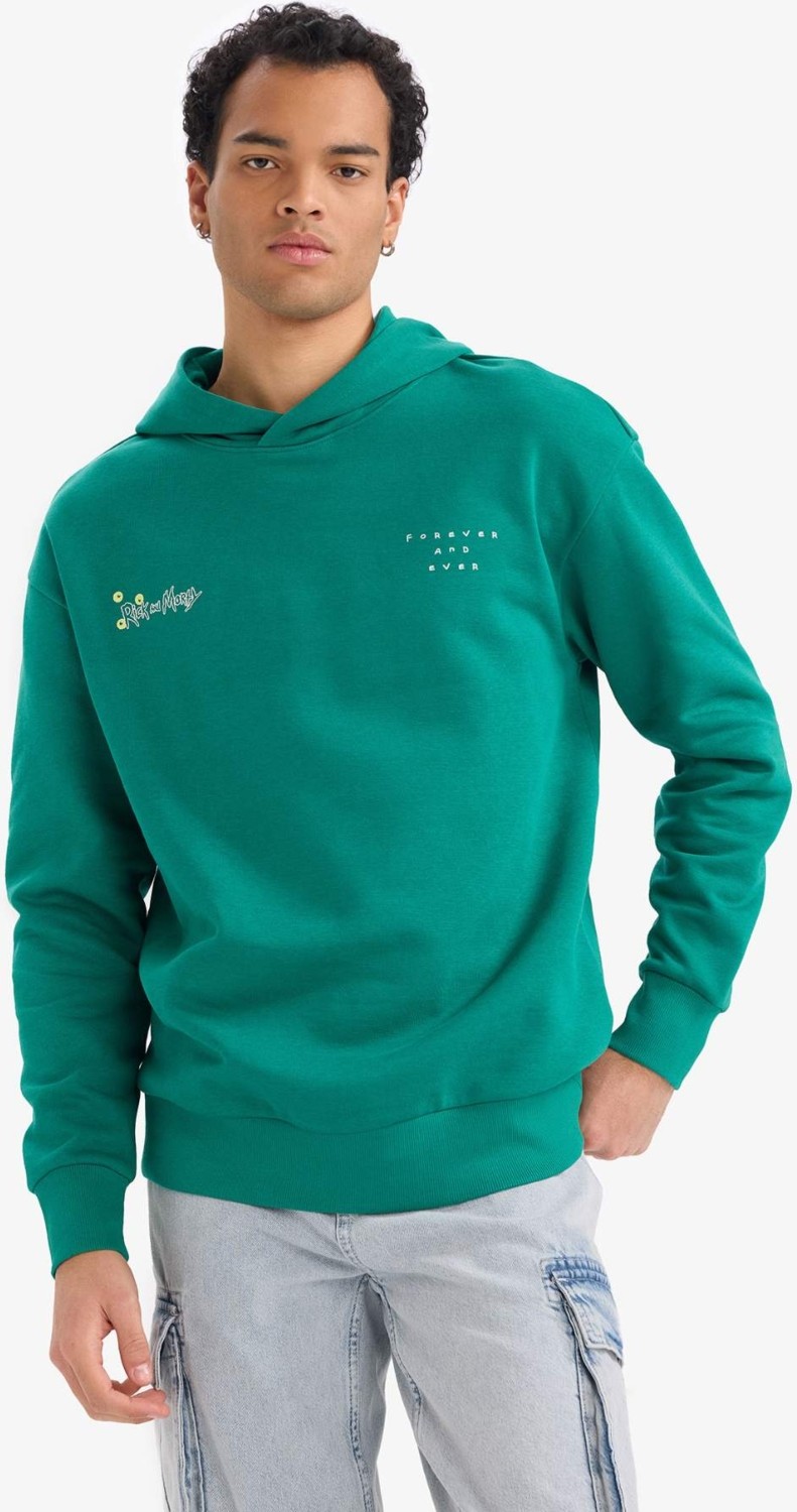 DeFacto Rick and Morty Boxy Fit Pamuklu Uzun Kollu Kapüşonlu Baskılı Sweatshirt F8136AX26SP görsel 3