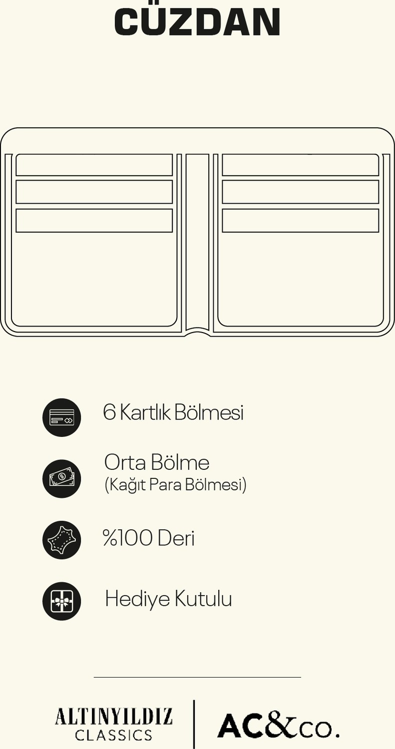 Altınyıldız Classics Erkek Kahverengi Hediye Kutulu Kart Bölmeli Cüzdan görsel 3