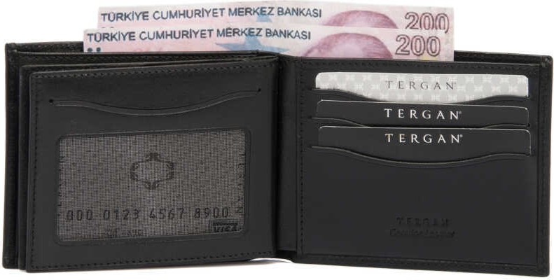 Tergan Siyah Hakiki Deri Erkek Cüzdan Minimalist Stil ve Düz Desen ile Hediye Seçeneği S1CE00001499-A97 görsel 5