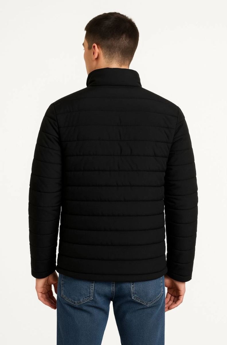 Fantastik Store Erkek Bomber Mont Su Itici Kapitone Astarlı Fermuarlı Cepli Ceket - Siyah görsel 5