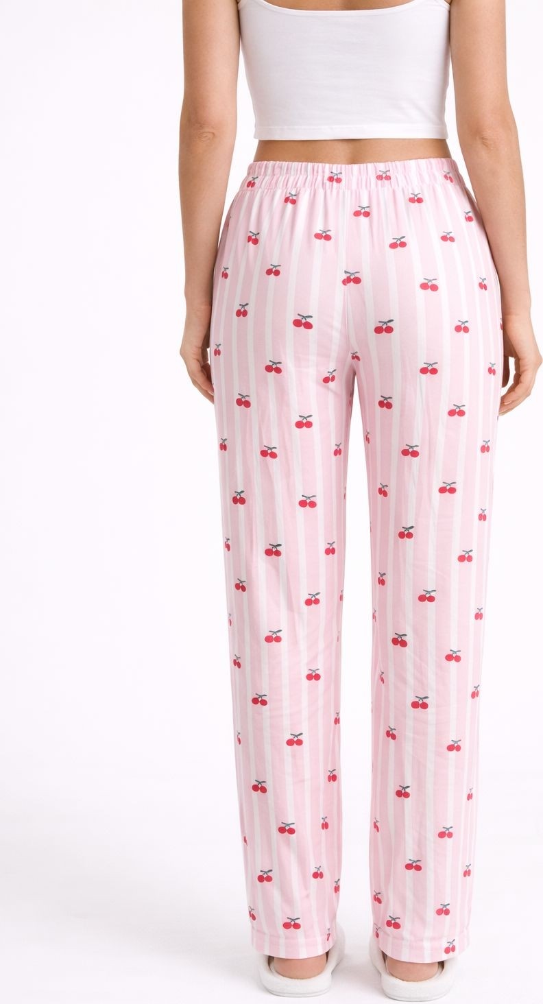 BLUE NIL Kadın Çizgili Kiraz Desenli Tek Alt Pijama görsel 7