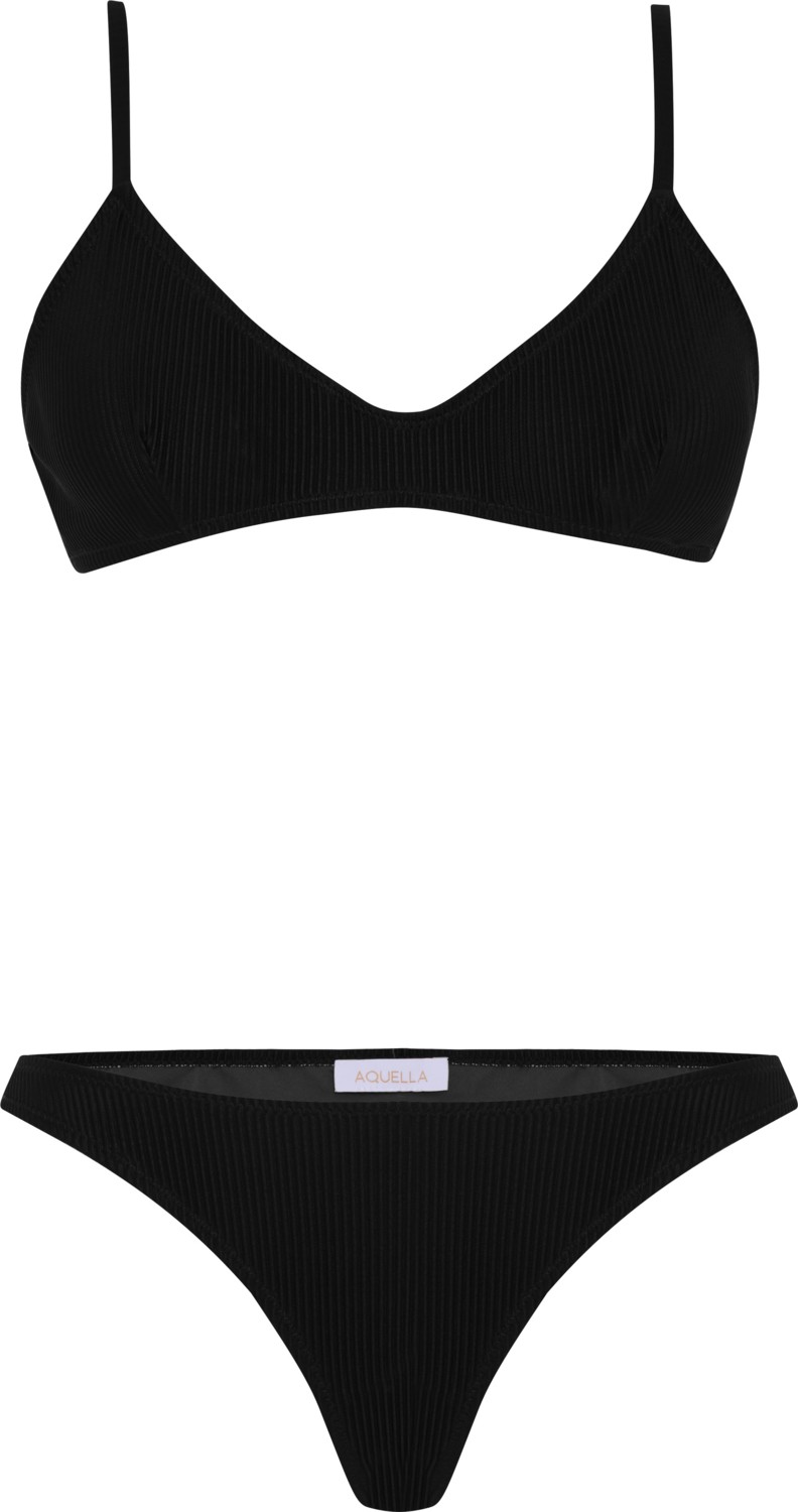 Aquella Şerit Dokulu Siyah Pensli Bikini Takım