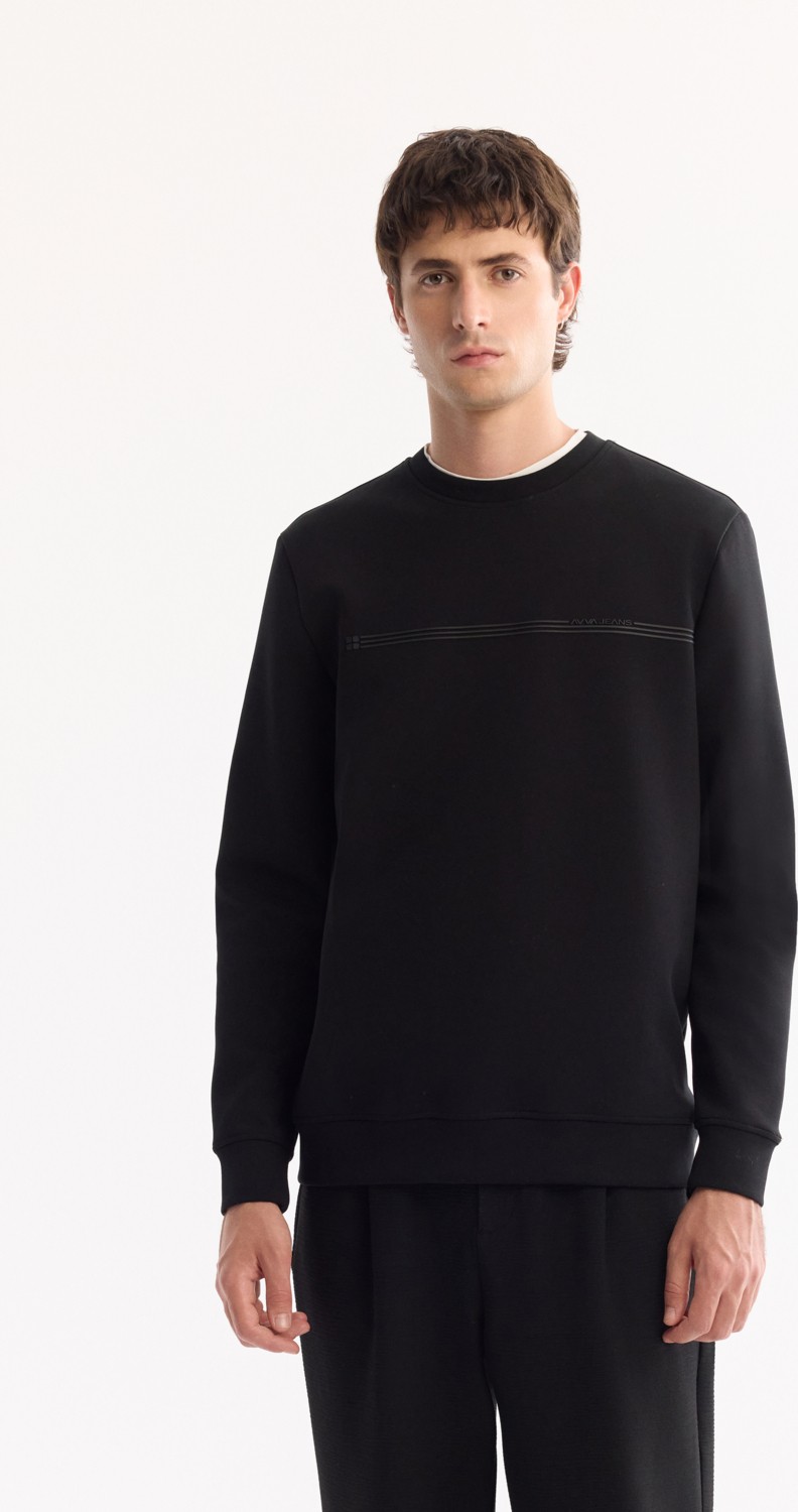 AVVA Erkek Bordo Bisiklet Yaka Pamuklu Bi-Stretch Baskılı Regular Fit Sweatshirt A52Y1325
