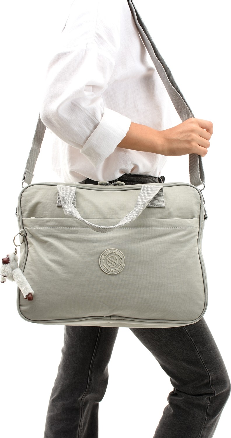 Sanmorris 3027 Unisex Krinkıl Siyah Renkli Suya Dayanıklı Laptop Bölmeli Evrak ve Laptop Çantası görsel 6