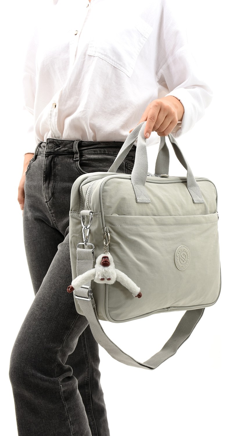 Sanmorris 3027 Unisex Krinkıl Siyah Renkli Suya Dayanıklı Laptop Bölmeli Evrak ve Laptop Çantası görsel 8