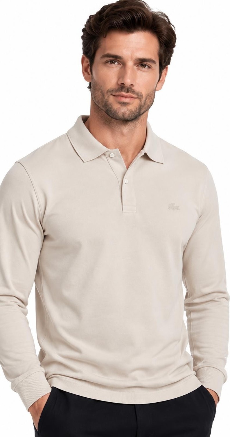 Lacoste Polo Çıt Çıt Kapama Açık Bej Regular Fit görsel 5