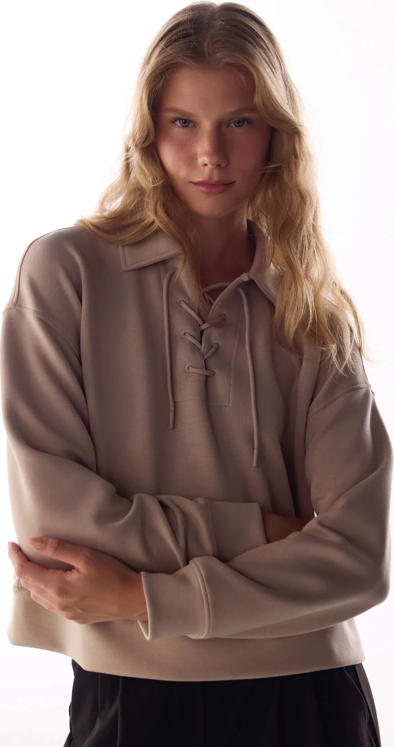 Penti Bej İpeksi Dokunuş Silky Touch Bağcıklı Uzun Kollu Sweatshirt görsel 2