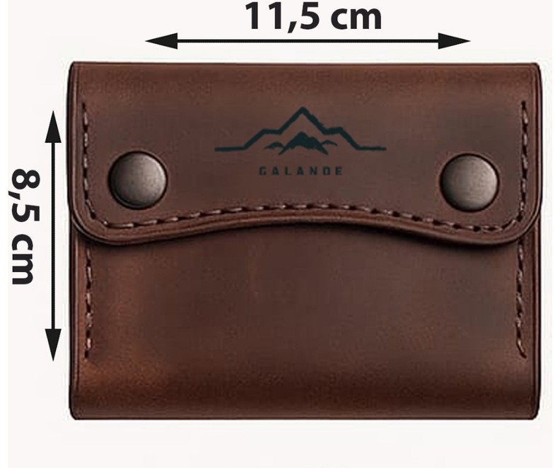 Galande Hakiki Deri Çıtçıtlı Kartlık - Cüzdan 3 Bölmeli Minimalist Cüzdan (El Yapımı) görsel 2