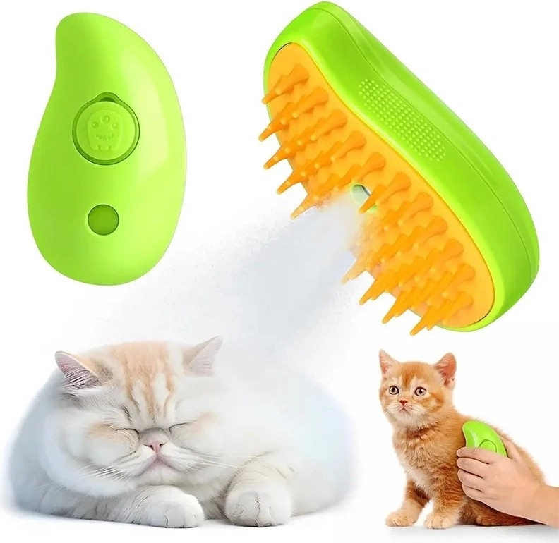 Uravas Store Buharlı Yumuşak Silikon Uçlu Kedi - Köpek Tüy Tarama Tarağı Yıkama Tımar Fırçası