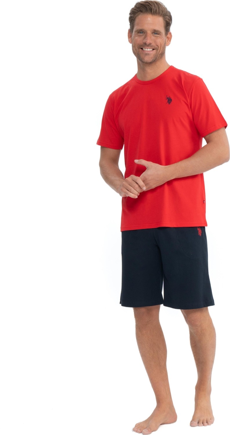 U.S. Polo Assn. Erkek Kırmızı Yuvarlak Yaka Şort Takım görsel 3