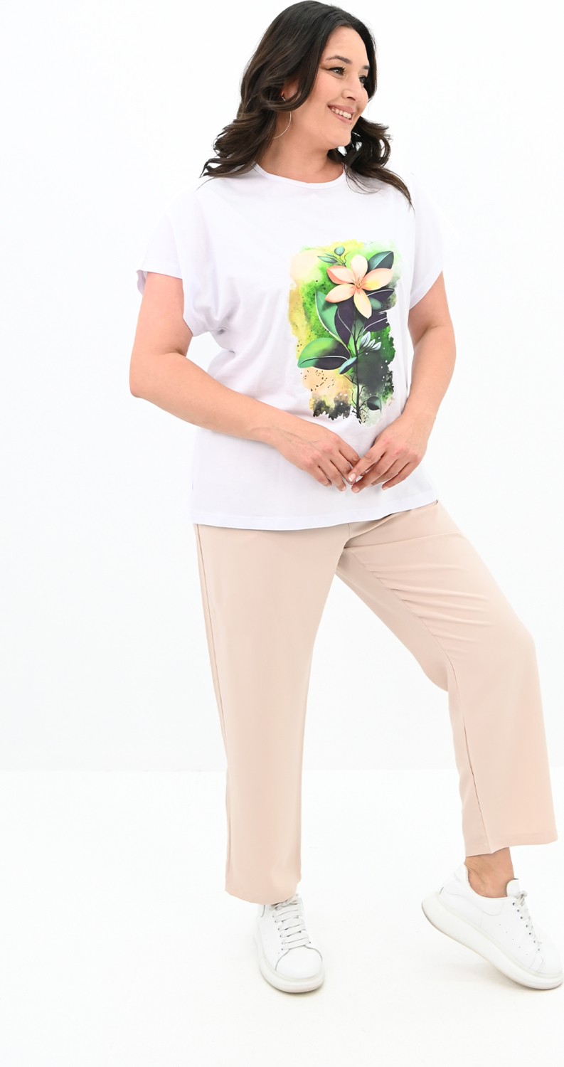 Koza Kadın Büyük Beden Çiçek Baskı Detaylı Eşofman Takımı 8119-25 görsel 2