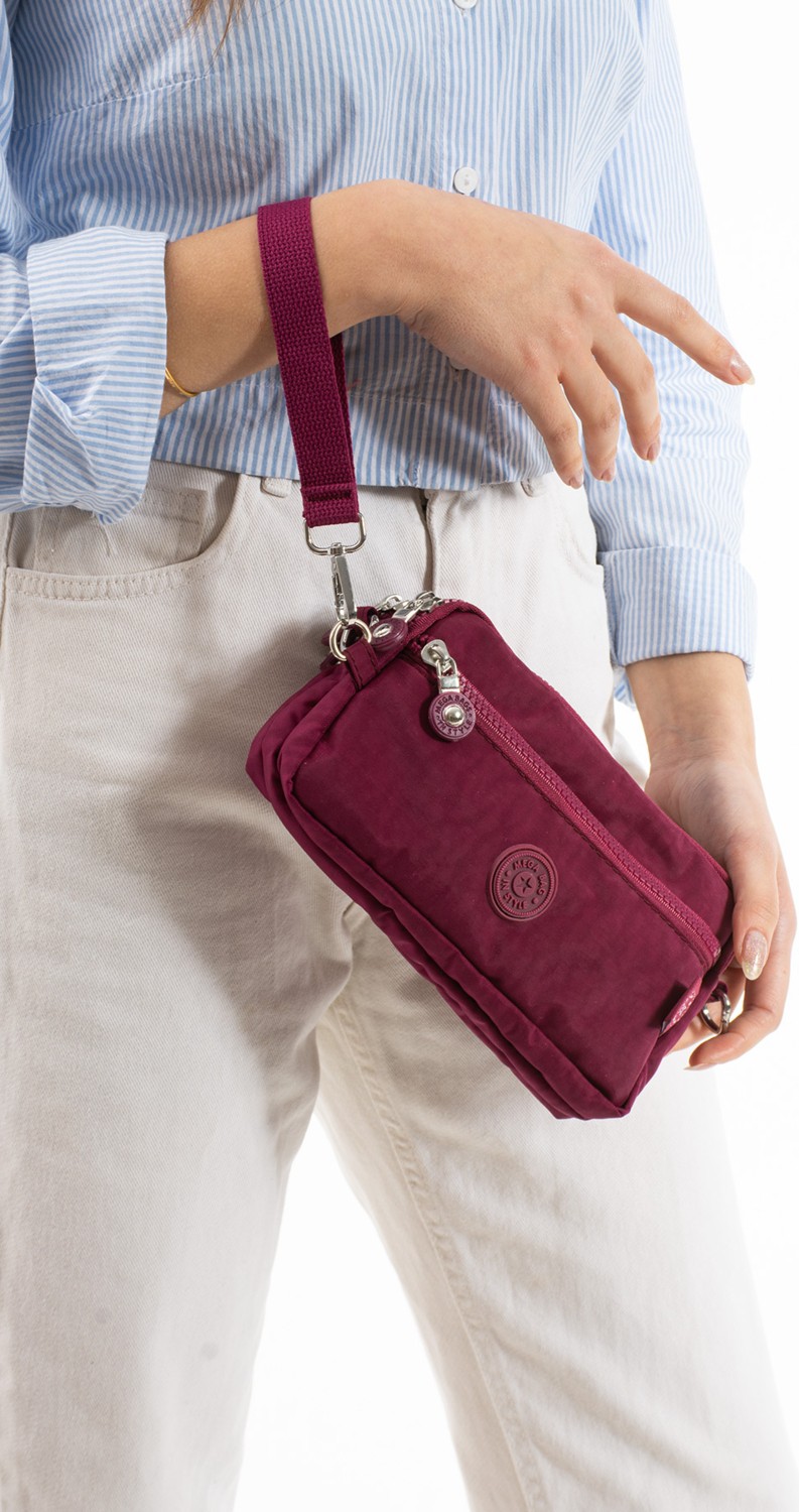 Mega Çanta M 231 Mega Bag Krinkıl Kumaş El Omuz Çantası, Telefonluk (Yatay), Clutch