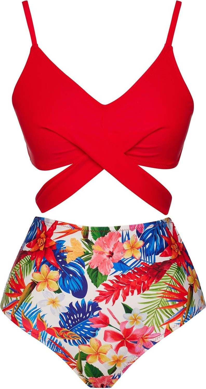 Sailor Moda Yüksek Bel Çapraz Bağcıklı Bikini Takım
