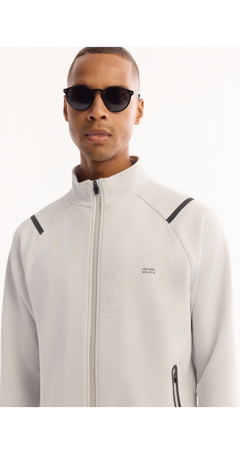 AVVA Erkek Siyah Dik Yaka Fermuarlı Bi-Stretch Teknik Kumaş Regular Fit Sweatshirt A52Y1335 görsel 2