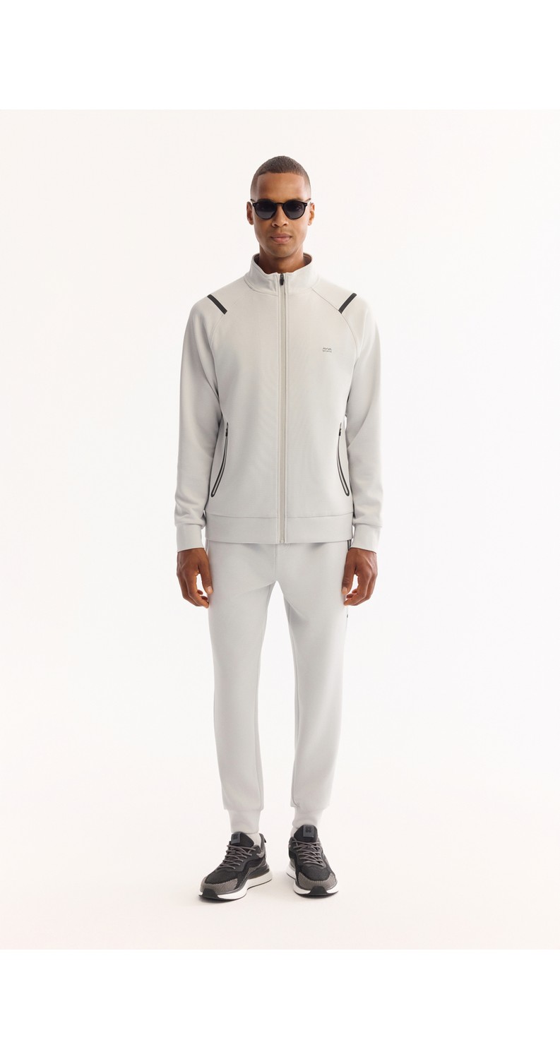 AVVA Erkek Siyah Dik Yaka Fermuarlı Bi-Stretch Teknik Kumaş Regular Fit Sweatshirt A52Y1335 görsel 7