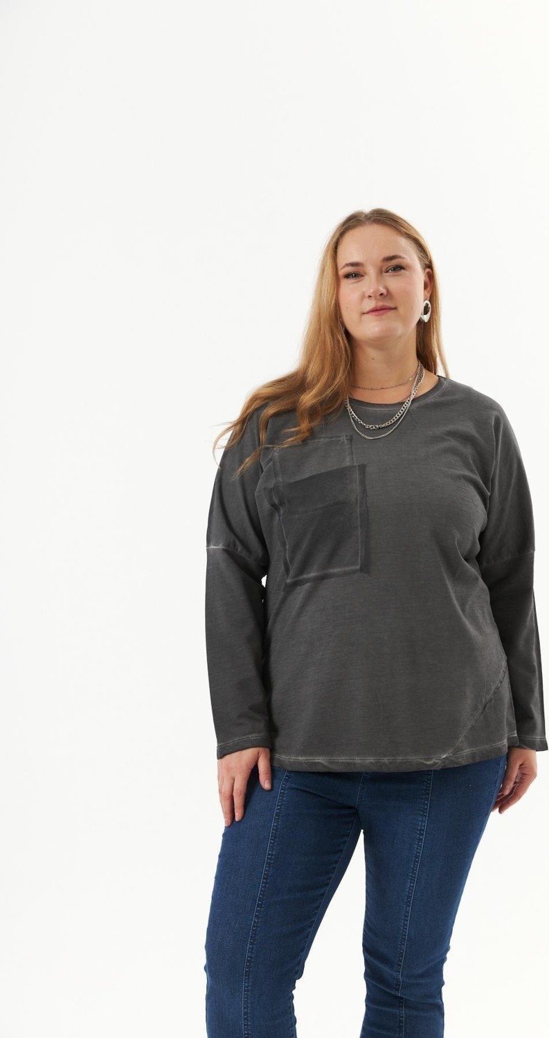 Rmg Büyük Beden Cep Detay Parça Boya Sweatshirt Füme1