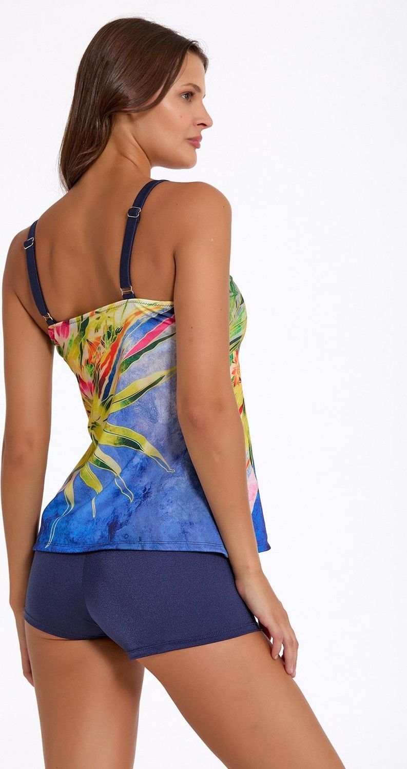 Argento Kadın Lacivert Şortlu Tankini Mayo Çiçek Desenli Askılı Rahat Kalıp C4T4N033600 görsel 2