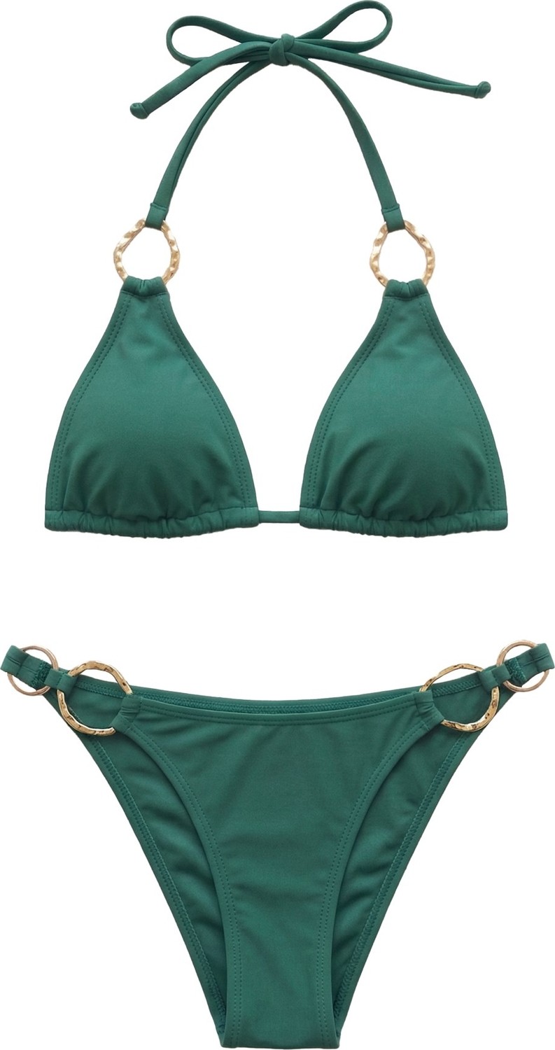 Mısırlı Aksesuarlı Üçgen Bikini Takım Yeşil görsel 5