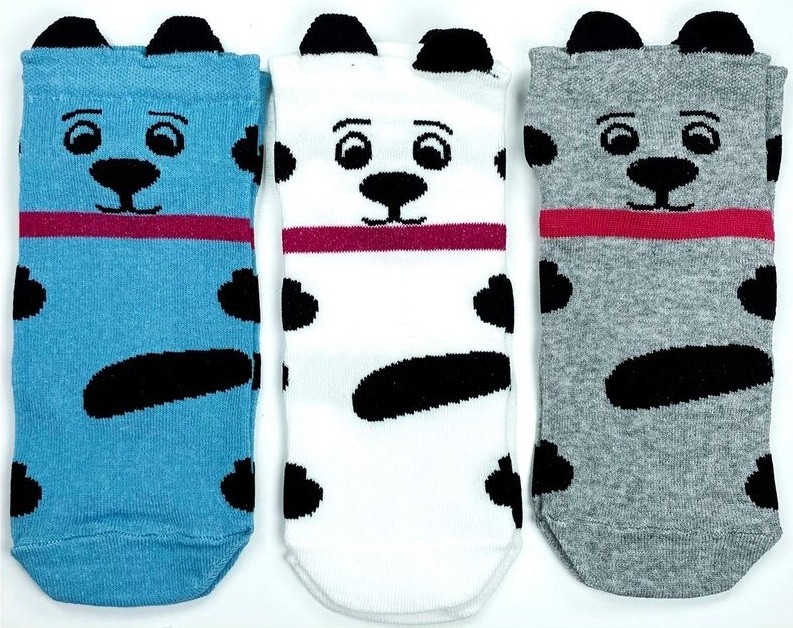 Sungur's Store 3 Çift Köpek Temalı 3 Boyutlu Kulaklı Pamuklu Yumuşak Kadın Bilek Çorap