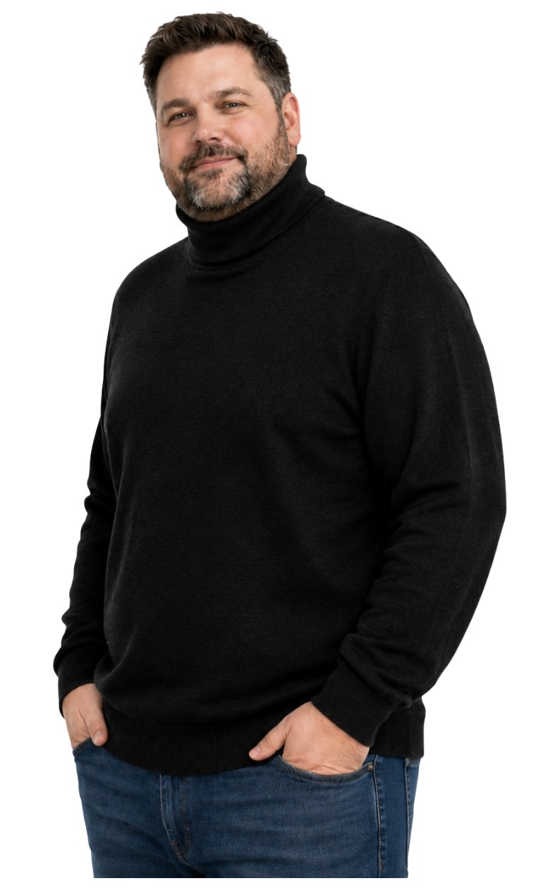 Battal Moda Erkek Büyük Beden Antrasit Tam Balıkçı Triko Kazak 3xl-4xl-5xl-6xl görsel 8