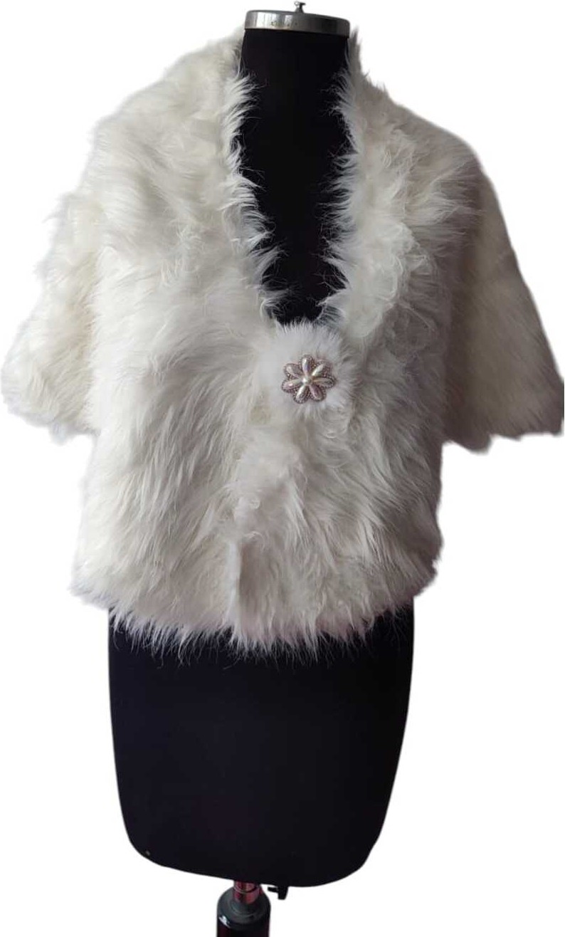 Moda Nur Pelerin, Kürk Bolero, Beyaz Bolero ,gelin Bolero 1.40*50 cm görsel 4