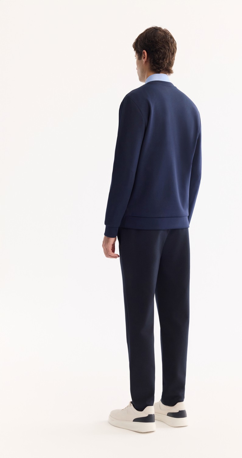 AVVA Erkek Lacivert Bisiklet Yaka Pamuklu Bi-Stretch Baskılı Regular Fit Sweatshirt A52Y1210 görsel 4