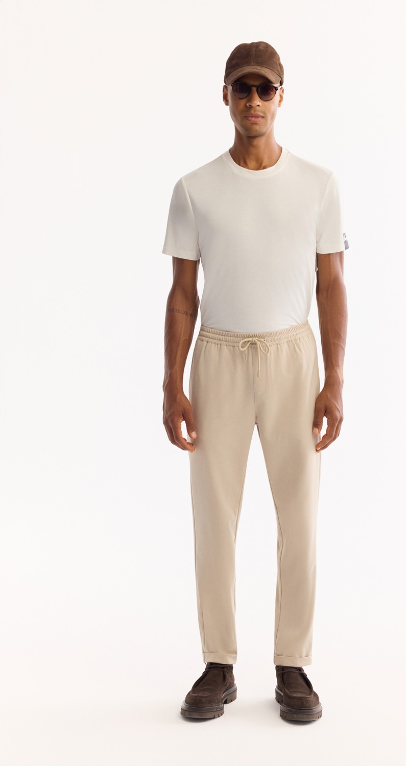AVVA Erkek Kahverengi Beli Lastikli Bağcıklı Duble Paça Jogger Relaxed Fit Pantolon E003000