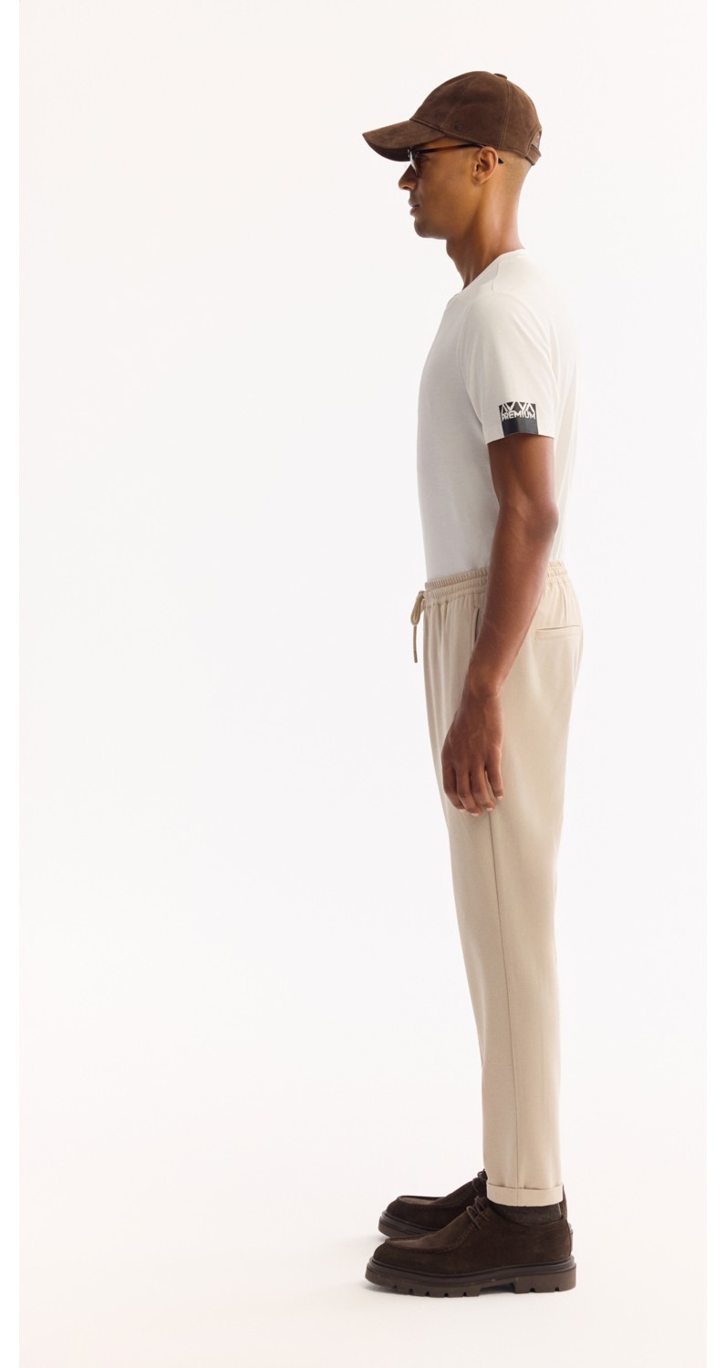 AVVA Erkek Kahverengi Beli Lastikli Bağcıklı Duble Paça Jogger Relaxed Fit Pantolon E003000 görsel 8