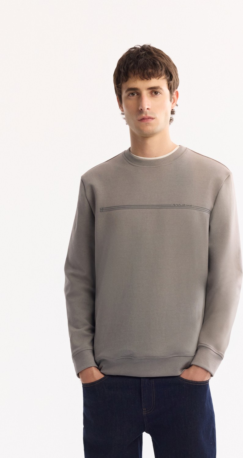 AVVA Erkek Bordo Bisiklet Yaka Pamuklu Bi-Stretch Baskılı Regular Fit Sweatshirt A52Y1325 görsel 8