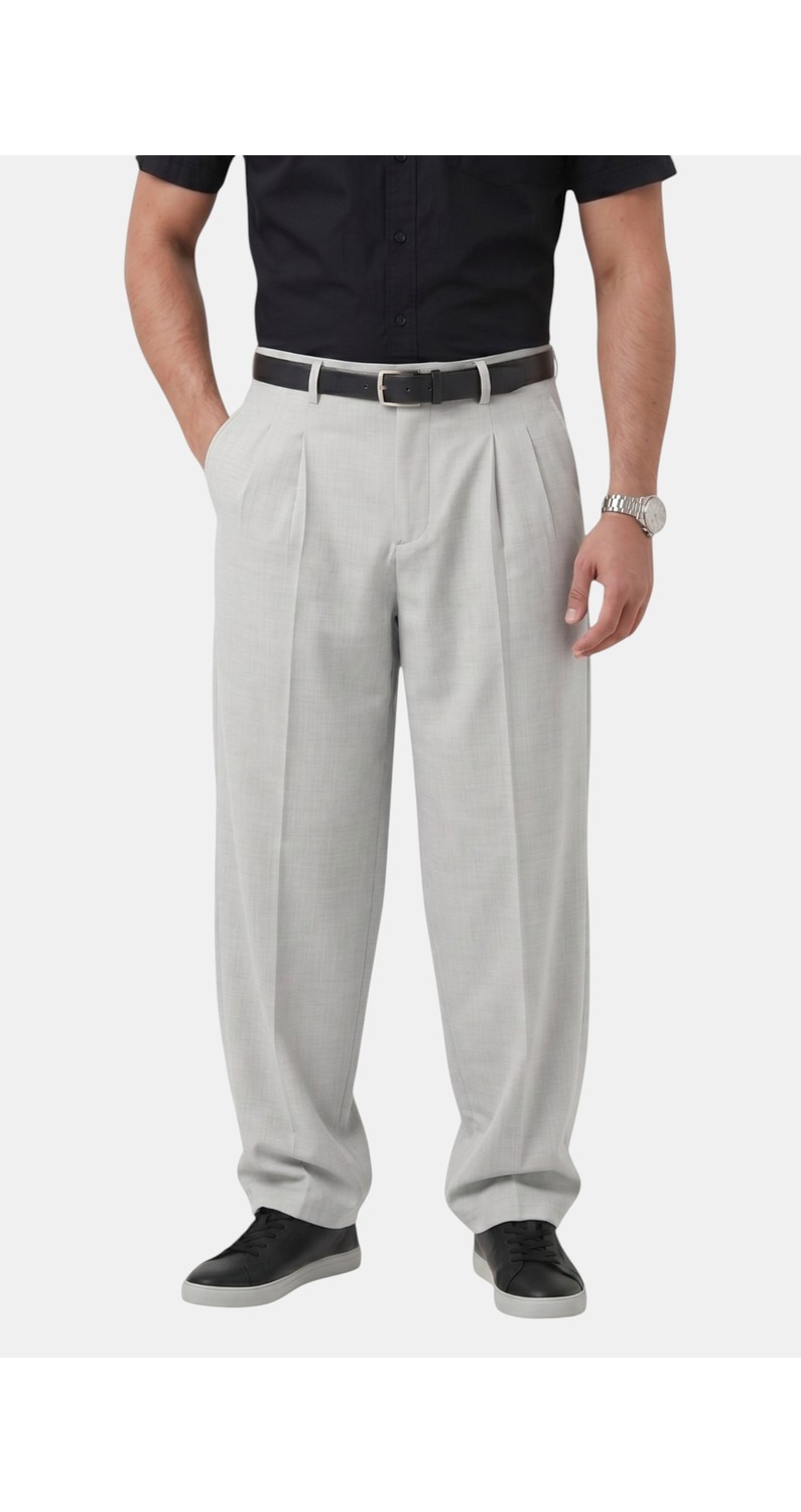 RizzUP Lacivert Baggy Fit Pileli Kumaş Pantolon, Likralı, Beli Lastikli Rahat Kesim Erkek Pantolon 2600920 görsel 2