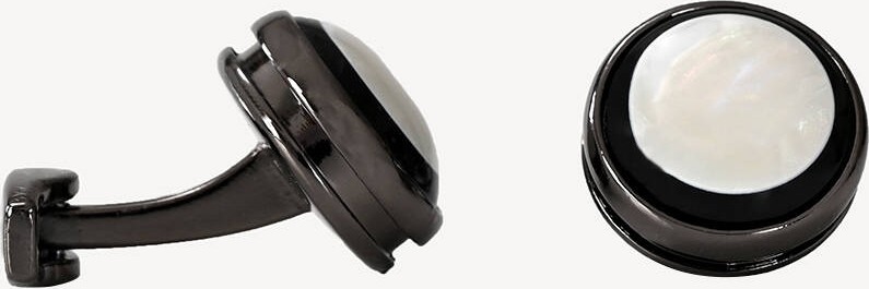 Ysf Erkek Beyaz Oval Zirkon Taşlı Kol Düğmesi görsel 2