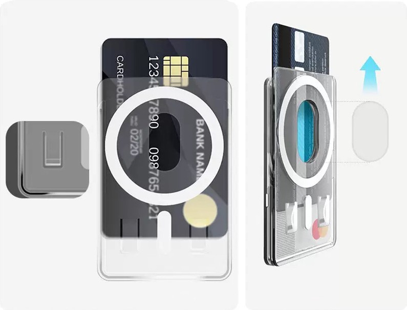 Roketcim Magnetik Cardsafe Transparan Kartlık Telefon Arkası Magsafe'li Kartlık görsel 3