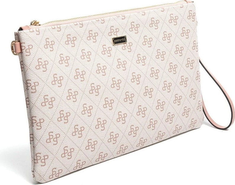 Silver & Polo Silver Polo Pembe - Somon Monogram Kadın Portföy ve Clutch El Çantası SP1034 görsel 2