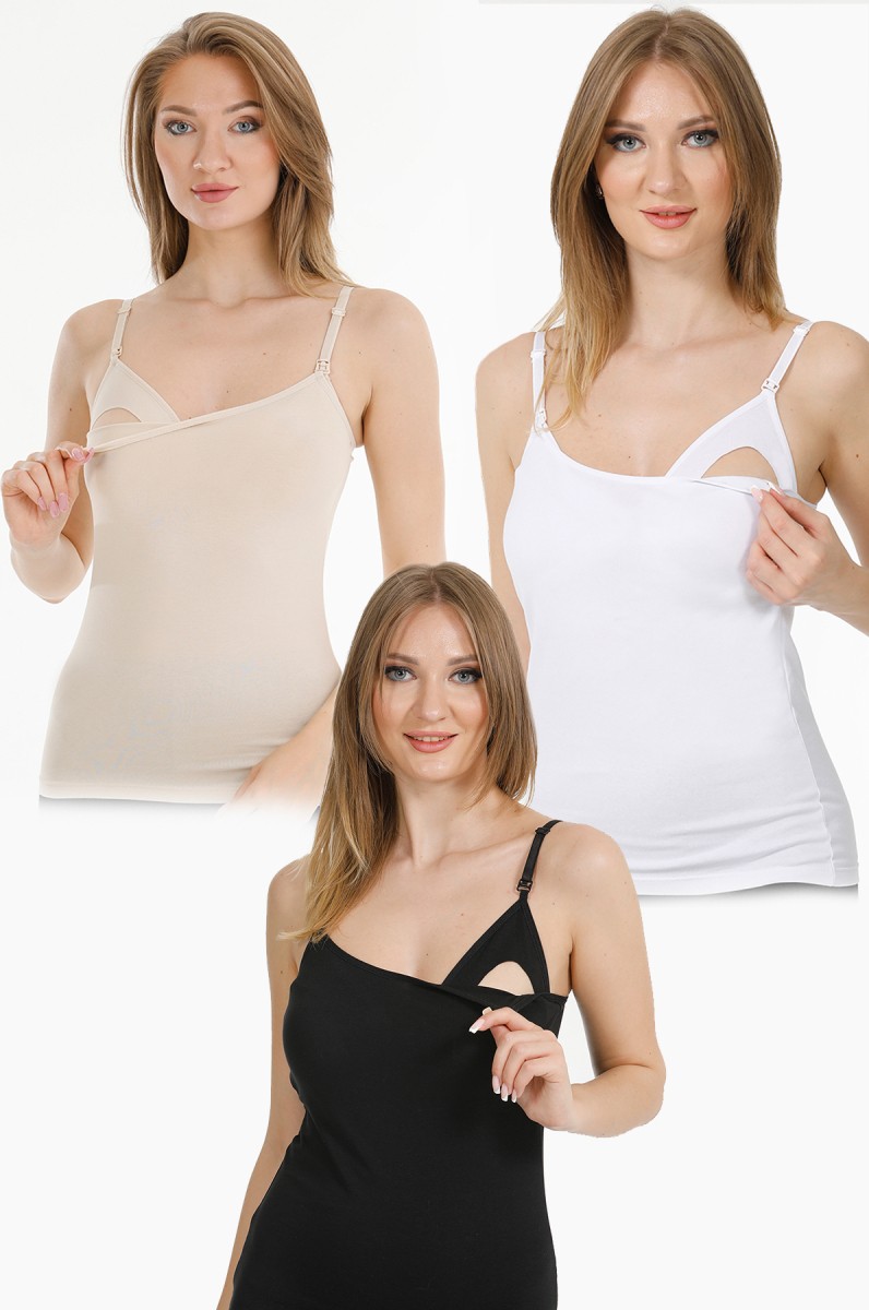Parlingerie 3lü Hamile Emzirme Atleti Siyah-Beyaz-Ten