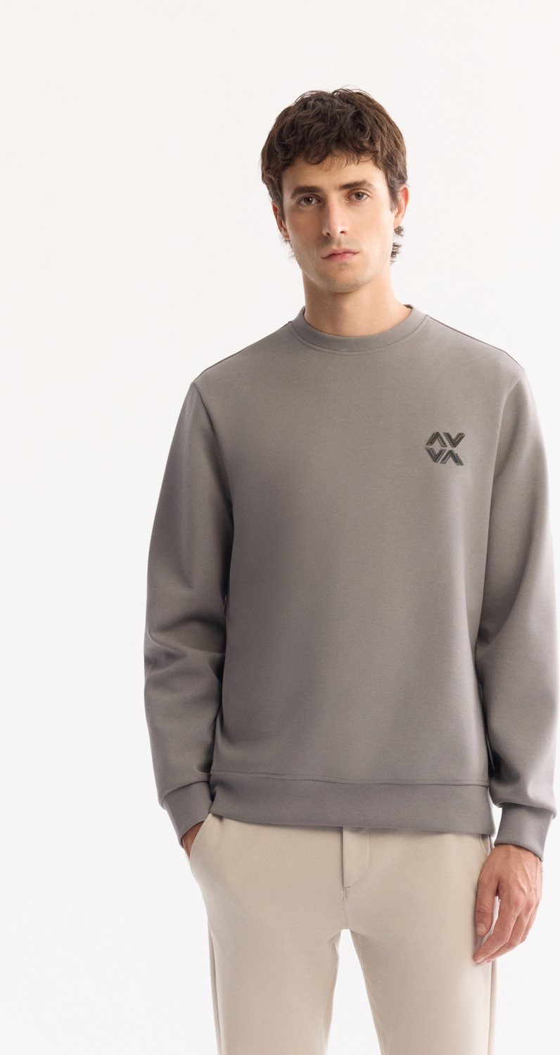 AVVA Erkek Siyah Bisiklet Yaka Pamuklu Bi-Stretch Basic Regular Fit Sweatshirt A52Y1328