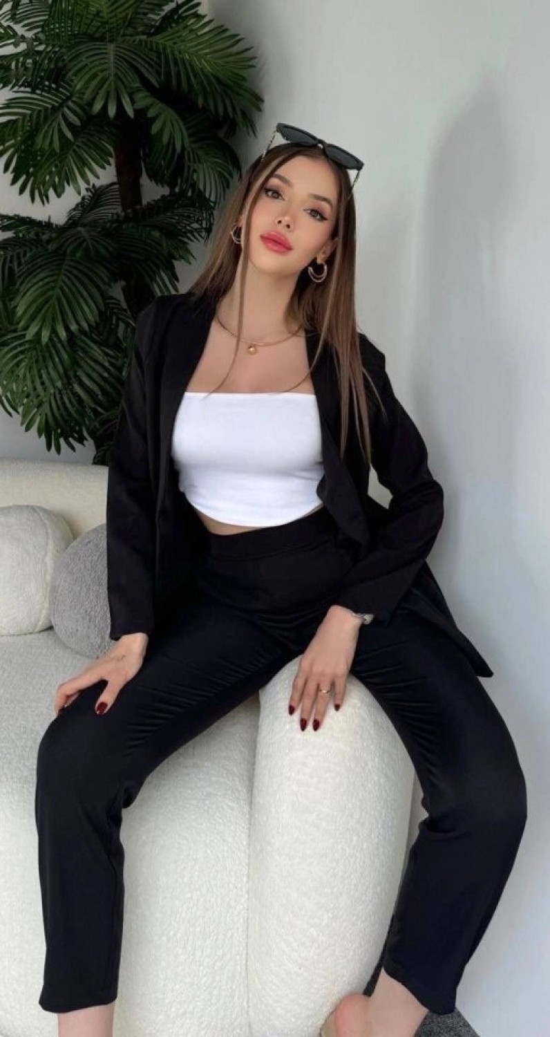 Pileli Store Kadın Atlas Kumaş Ceket Pantolon Takım görsel 2